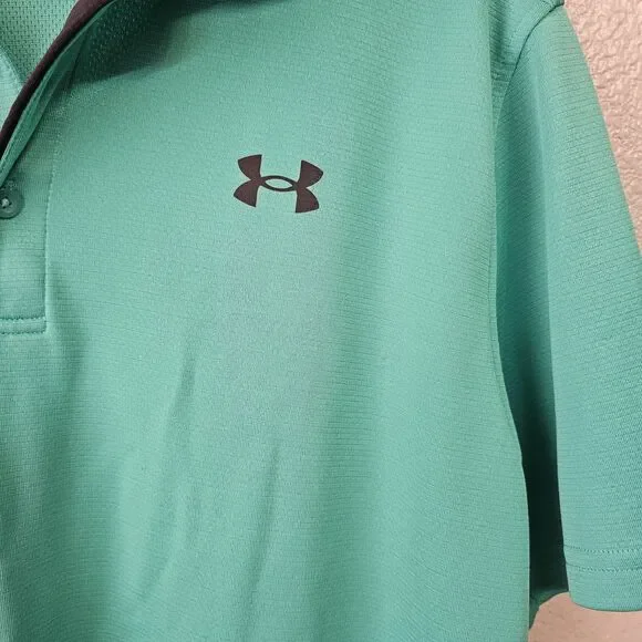 Under Armour Men’s XL Green Performance Polo Shirt Loose Fit HeatGear Golf U760 - Picture 2 of 10